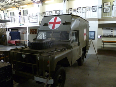 A khaki landrover used as a field ambulance in Vung Tau. 