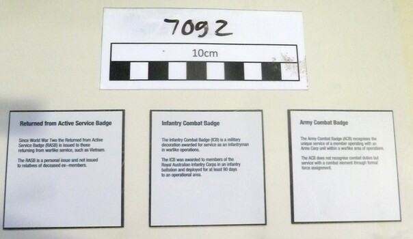 Information for set of three badges.