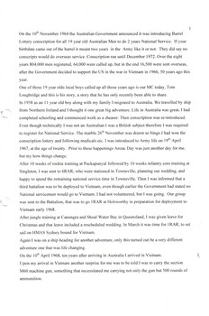 A Copy of Thomas Loughridge's account of his time in the Vietnam War.