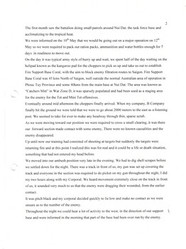 A Copy of Thomas Loughridge's account of his time in the Vietnam War.