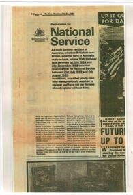 A Copy of Registration for National Service from the Sun Tuesday July 22, 1969