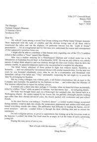 A Letter from Doug Brown regarding Max Rhodes dated Sept 1st 2018.
