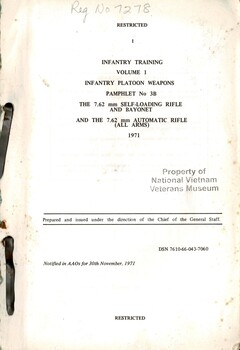 Training, Volume 1, Infantry Platoon Weapons, Pamphlet No. 3B: The 7.62 mm Self Loading Rifle And Bayonet And The 7.62mm Automatic Rifle