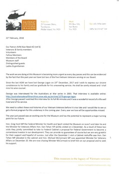 Copy of the speech given by Kingsley Mundey AM at the National Vietnam Veterans Museum on 21st February, 2018.