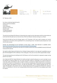 Copy of the speech given by Kingsley Mundey AM at the National Vietnam Veterans Museum on 21st February, 2018.