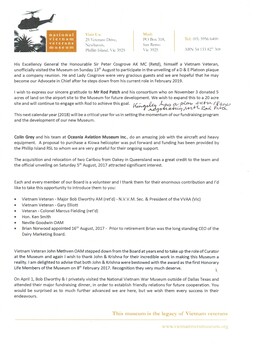 Copy of the speech given by Kingsley Mundey AM at the National Vietnam Veterans Museum on 21st February, 2018.