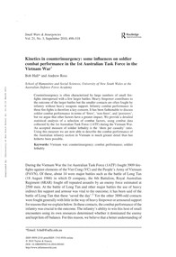 Kinetics in Counterinsurgency: some influences on soldier combat performance in the 1st Australian Task Force in the Vietnam War.