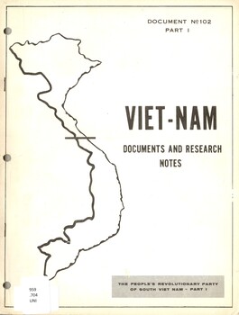 Viet - Nam, Documents and Research Notes: People's Revolutionary Party of South Viet - Nam. - Part 1