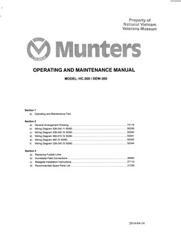 Munters Operating and Maintenance Manual (Model: HC-300/DEW-300.(Copy)