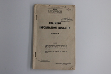 Booklet - Booklet, Army training, Australian Army, Australian Army: Training information Bulletin, Number 14, 1967 (Copy 3), 1967