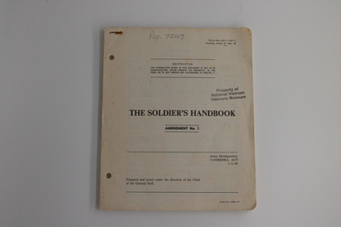 Booklet, Australian Army: The Soldiers' Booklet: Amendment No. 1, 1969