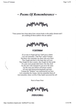 A Copy of Poems of Remembrance by Various Authors