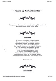 A Copy of Poems of Remembrance by Various Authors
