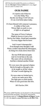 A copy of a Poem written by Bill Charlton Called "Our Padre"