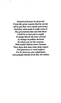 A photocopy of the poem titled The Veteran