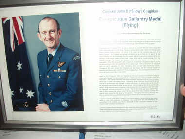 Poster - Poster, Information Board, Corporal John D ("Snow") Coughlan: Conspicuous Gallantry Medal (Flying)
