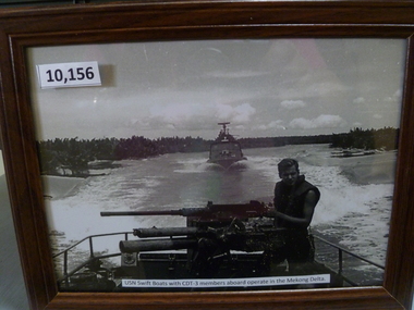 Photograph, USN Swift boats with Audio, CDT-3 members aboard operate in the Mekong Delta