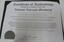 Certificate of Authenticity from the Vietnam Veterans Memorial
