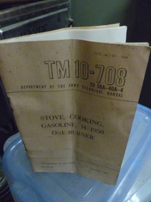 Pamphlet, Stove, Cooking, Gasoline, M-1950 One Burner, 1/10/1951 12:00:00 AM