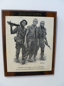 Plaque, Three Servicemen Sculpture, 1984