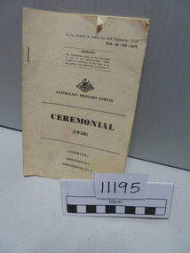 Booklet, Australian Army: Ceremonial (1958) Australia (provisional)