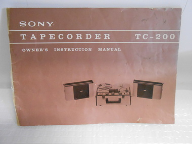 Booklet, Sony Tapecorder TC-200 Owner's Instruction Manual