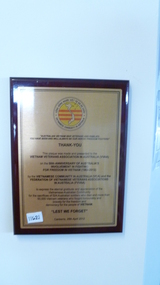 Plaque, 50th Anniversary Of Australia's Involvement In Vietnam
