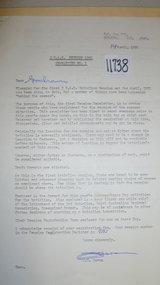 Letter, 3 RAR Reunion 1991 - Newsletter No. 1