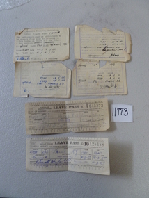 Document, Local leave pass x 6, 1952 and 1957
