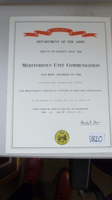 Certificate, Meritorious Unit Commendation