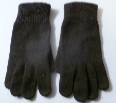 Pair of dark brown woollen gloves
