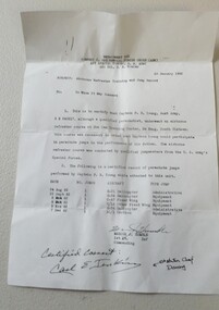 A letter for Capt. P.R. Young doing a refresher course for parachute jumping