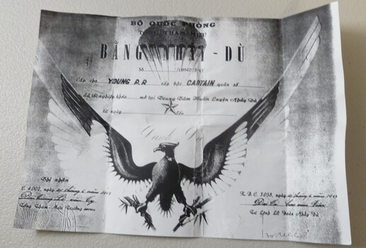 A Copy of US 1st SF Vietnam Certified for Parachute Jumping for Capt Peter Raymond Young