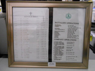 Document, 3rd RAR Honour Roll and Operations List