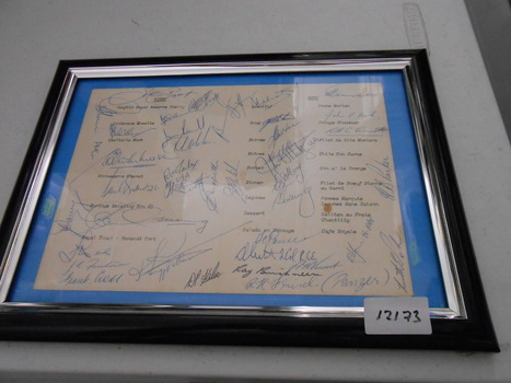 Signatures on a menu from soldiers at the Waterloo dine 20 January 1970
