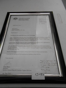 Letter from Brigadier Director General Base & Customer Support Services.