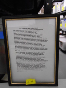 Document, The Warriors Who Persevered, estimated 2011