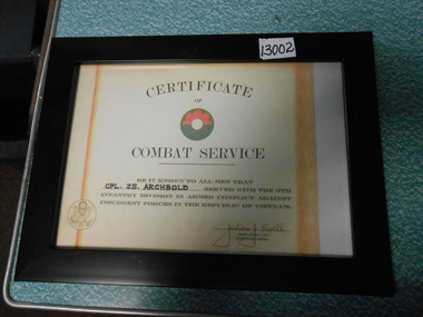 Certificate, Combat Service