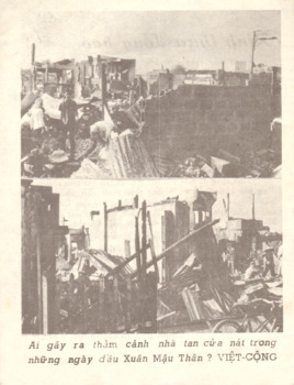 Dear Comrades :Who caused such destruction ? Two images of destroyed houses