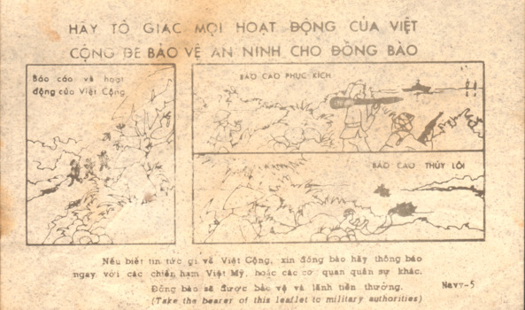 Pamphlet contains three sketches of patrol, ambush and sea mines.