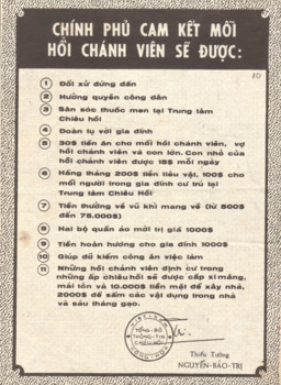The Government promises 10 things to rallier on reverse picture of mother thinking of her deceased son. and four line poem.