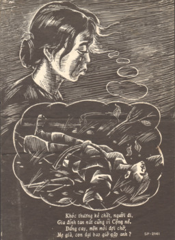 The Government promises 10 things to rallier on reverse picture of mother thinking of her deceased son. and four line poem.