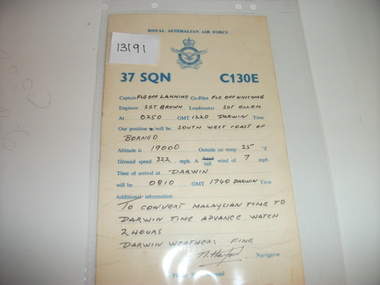 Card, 37 Squadron C130E