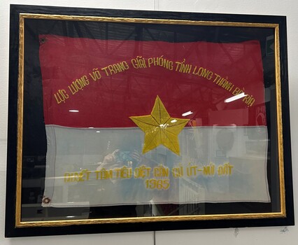 A framed Viet Cong flag