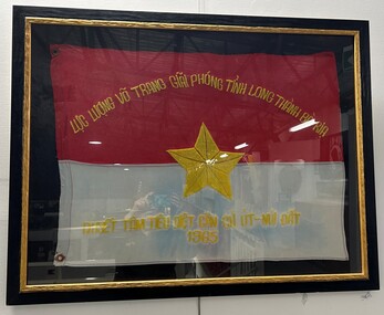 A framed Viet Cong flag