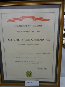 Document, AATTV Meritorious Unit Commendation