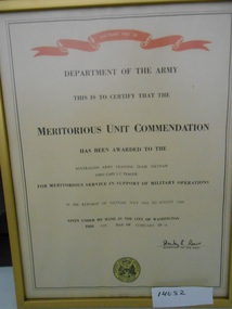 Document, Meritorious Unit Commendation -v Capt IC Teague