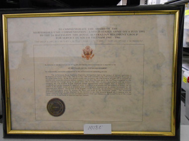 Document, 1st Battalion RAR Ground Unit Commendation