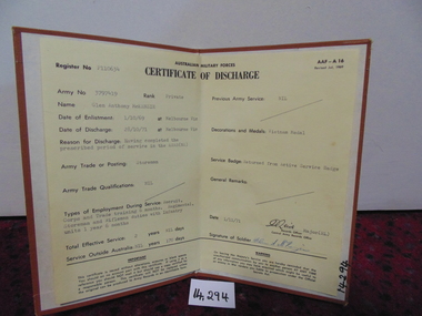 Document, Discharge Certificate