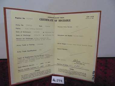 Document - Discharge certificate